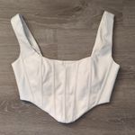 Meshki  White Faux Leather Corset Crop Top Size Medium Photo 0