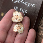 Vintage Copper Heart Floral Screwback Earrings Handcrafted Orange Photo 8