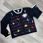 Berek Vintage 90s Born To Shop Embroidered Appliqué Cardigan Sweater Black XL Black Photo 12