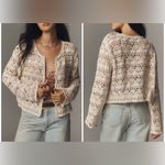 Anthropologie NWT Current Air Crochet Cardigan Sweater - ivory - one size / ALL Photo 1