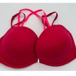 Victoria's Secret  Dream Angels Padded Demi Bra 34DD Cherry Red Strappy Underwire Photo 0