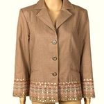 VICTOR COSTA “OCCASION” light Brown blazer w/embroidery and sequins. Medium. EUC Photo 0