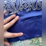 Vintage Prisu Italian blue white paisley long neck hair scarf Multiple Photo 2