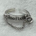 Silver Smiley Face Chain Ring Photo 0