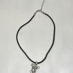 Diddl Silver Pendant Letter "T" Black Cord Necklace Photo 0