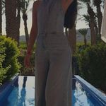 ZARA  jumpsuit denim halter wide leg open back bohemian casual summer Photo 3