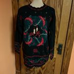Vtg 90s oversized Christmas Wreath Glittery Sweater Black Size M Photo 11