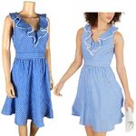 Julia Jordan Women's Blue/White Striped Ruffle V-Neck A-Line Dress NWOT 6 Photo 1