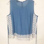 Zac & Rachel Womens Top Large Lace Tasseled Western Cottagecore Boho Country Blue Photo 5