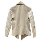 Vince Drape Front Wool Jacket Lamb Leather Sleeves XS Neutral Coat Minimalist White Photo 5