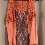 Source Unknown Coral  Vest with Fringe  Top Photo 0