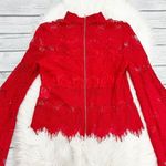 MINKPINK  Red Lace crochet bell sleeve top Photo 2