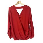 1. State  Red V-Neck Cut Out Back Long Sleeve Blouse M Photo 1