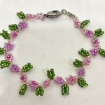 Handmade Beaded pink floral bracelet, Artisan handcrafted, new Photo 0