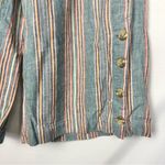 Madewell Houston Side Button Pull On Crop Pants Blue Rainbow Stripe S Photo 6