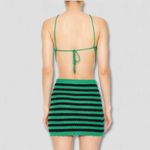 Forever 21 NWT  Chevron Sweater-Knit Halter Top Crochet Striped Green/Black sz M Photo 1