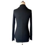 Enza Costa Shirt Women‎ XS Black Ribbed Knit Collared Button Long Sleeve Tunic Photo 2