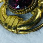 Pendant for Necklace Brass Gold Color Oval Center Stone Purple Color Aged Patina Photo 5