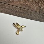 Trifari Rhinestone Hummingbird Bird Gold Tone Small Brooch Pin Signed Photo 1