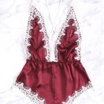 Red Lace Romper Size M Photo 0