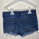 Mudd FLX stretch distressed denim mini shorts with lace pocket hem trim size 9J Photo 1