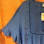 Old Navy  Pintuck Ruffle-Sleeve Swing Top Blouse in The Cerulean Life Blue Sz XXL Photo 6