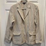 Lands' End  Direct Merchants Beige Linen Blazer Women’s 14 Structured‎ Workwear Photo 0