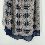 Daniel Rainn DR2  Boho Tank Top Blue Chiffon Layered Mixed Pattern Flowy Size M Photo 5