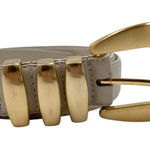Liz Claiborne Vintage Full-Grain Semi Aniline Genuine Leather Belt Ivory Gold Photo 0