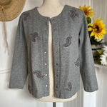 Grey & Purple Flower Button Down Cardigan Size undefined Photo 0