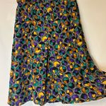 Adolfo Vintage Saks Fifth Avenue Pleated Silk Skirt Grey Gold Teal Dots Small Photo 4