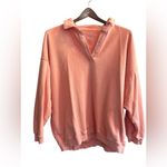 Aerie Women's Oversized V-Neck Collared Sweatshirt Orange Size M Photo 11