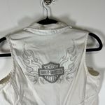 Harley Davidson Womens White Sleeveless Full‎ Zip Biker Motorcycle Vest Size S Photo 7
