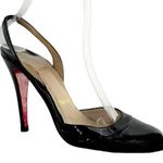 Christian Louboutin Black Leather & Patent Slingback Heels Size 38 Pumps Photo 0
