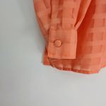 Liz Baker  14 Collared Flap Button Pocketed Squares Pattern Top 14 Plus in Orange Photo 4