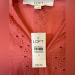 Loft Ann Taylor  Coral Pink Eyelet Peplum Blouse Cotton Blend Womens Size Medium Photo 8