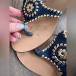 Jack Rogers  Elise Denim Gold Wrap Sandals 8M Dark Wash Flats Flip Flops Heeled Photo 3