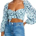 Bardot  Blue Floral Cropped Off The Shoulder Top Sz 6 NWT Photo 0