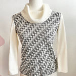 Vintage‎ Geometric Sweater Top Y2K 2000s 90s Abstract Knit Retro Small White Photo 0