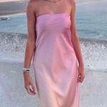 ZARA midi dress maxi tie die pink beige satin strapless wedding shower date Photo 0