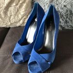 Nine West NWT Royal Blue Leather Suede Heels S7.5 Photo 5
