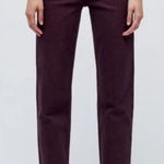 RE/DONE ReDone‎ Women 25 70s Ultra High Rise Stove Pipe Jeans Pants Washed Plum Purple Photo 0