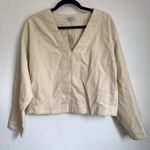 Madewell NWT Val Waffle-Knit Relaxed V-Neck Top in Antique Cream Photo 1