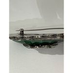 Vintage Mexico Sterling Silver Brooch Pin Jade sleeping Figures Oval Green Photo 5
