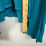 Catherines Tunic Top Women 3X 26/28W Teal Blue Asymmetrical Gauze Roll-Tab Relax Photo 6