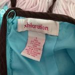 Xhilaration Y2K Aqua Blue‎ Halter Dress Brown Trim Floral Design Summer Mini Dress Photo 6