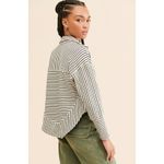 Anthropologie  Pilcro Oversized Striped Splice Henley Top Neutral Size Small Photo 1