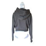 ZARA  Cropped Hoodie Sweatshirt Fleece Lined Womens Size Medium Gray Grey Photo 1