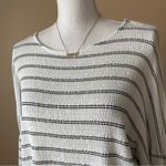 French Connection | White Striped Textured Balloon Sleeve Top Sz M Photo 3