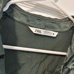 ZARA  Satin Green Blouse Button-Up Photo 2